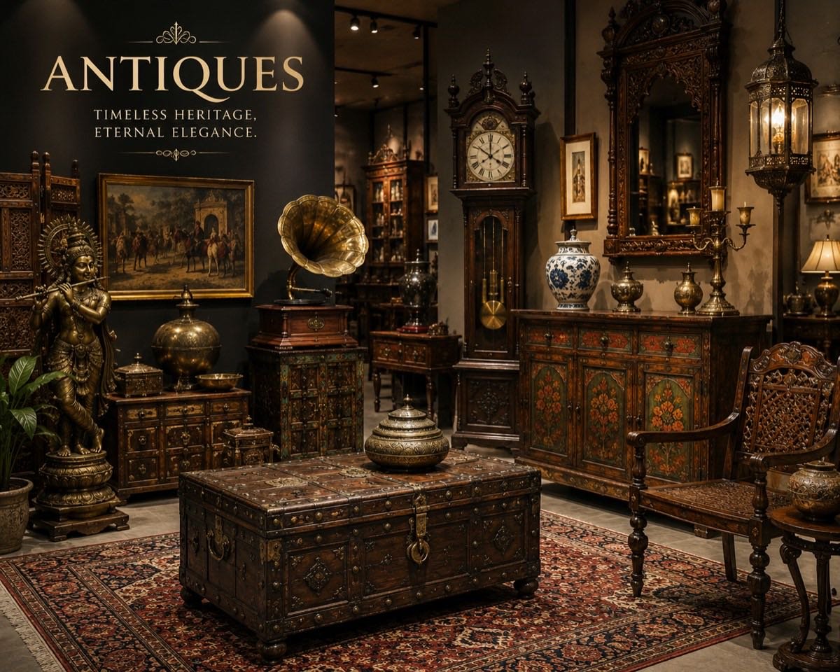 Curated antiques showroom